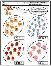 okul öncesi çocuklar için sayı kavramı ile ilgili çalışma sayfaları
